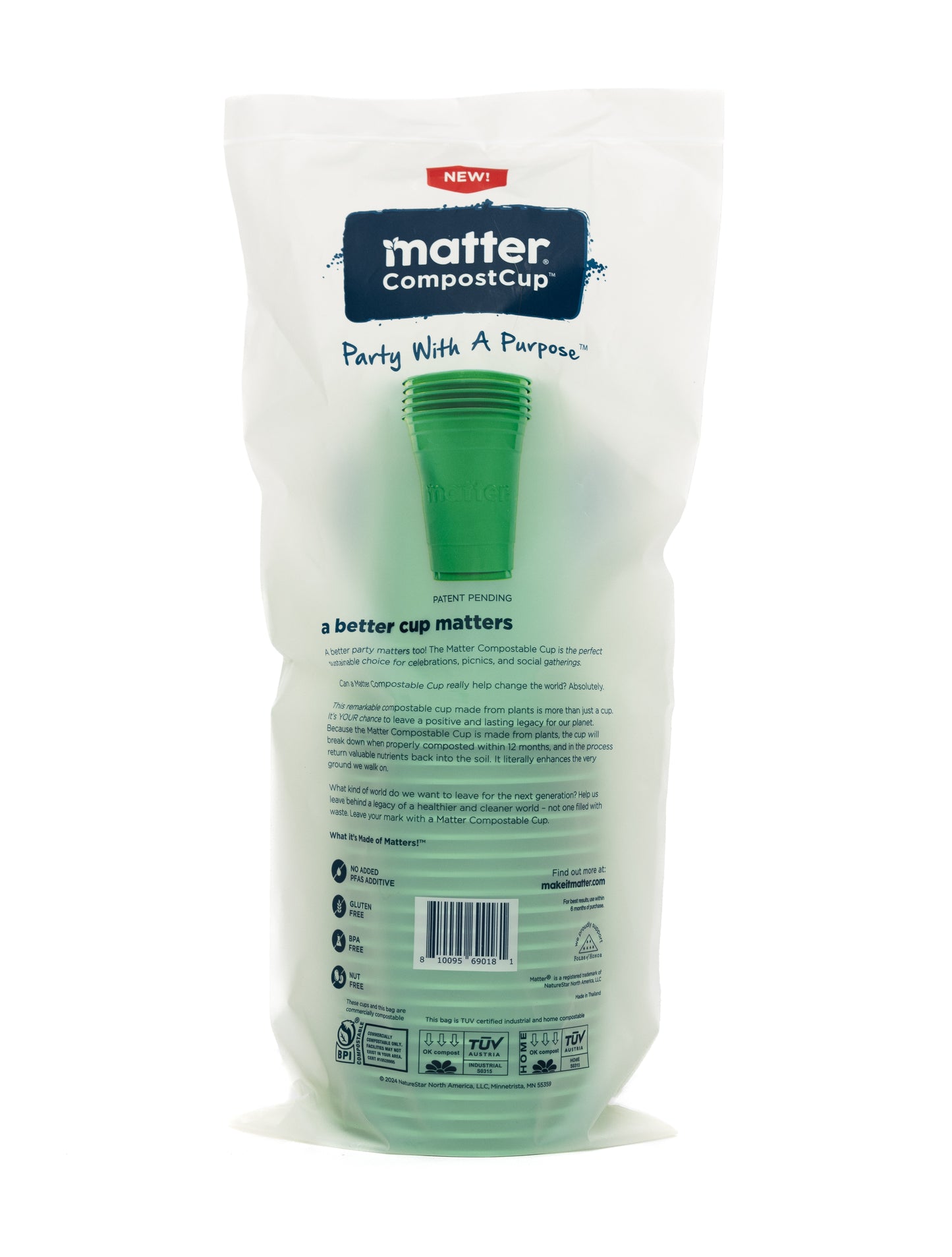 Matter Compostable Party CompostCups Seafoam Green 18oz - 288 Count