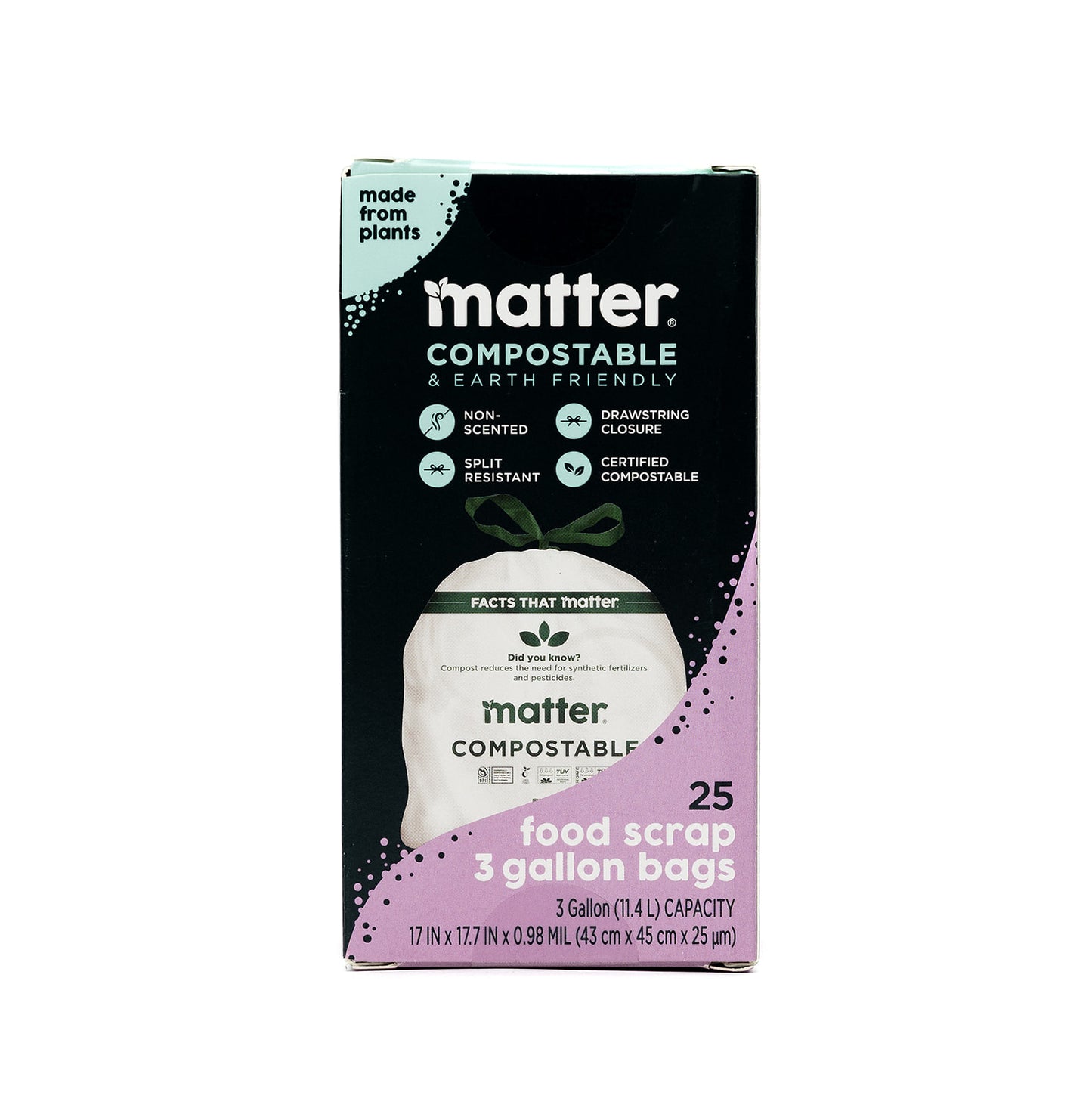 Matter Compostable Food Scrap 3-Gallon Bags - 25 Count