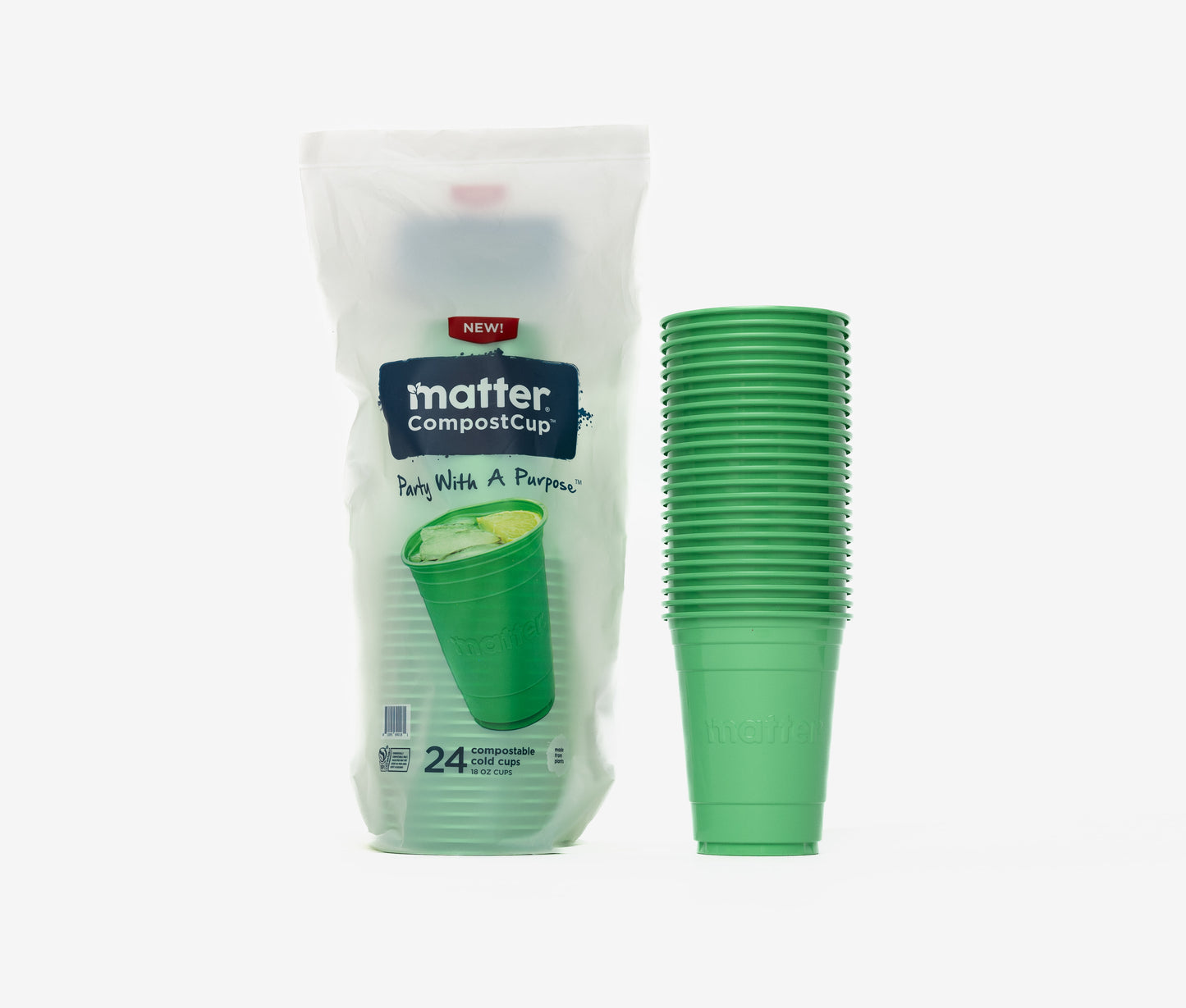 Matter Compostable Party CompostCups Seafoam Green 18oz - 288 Count