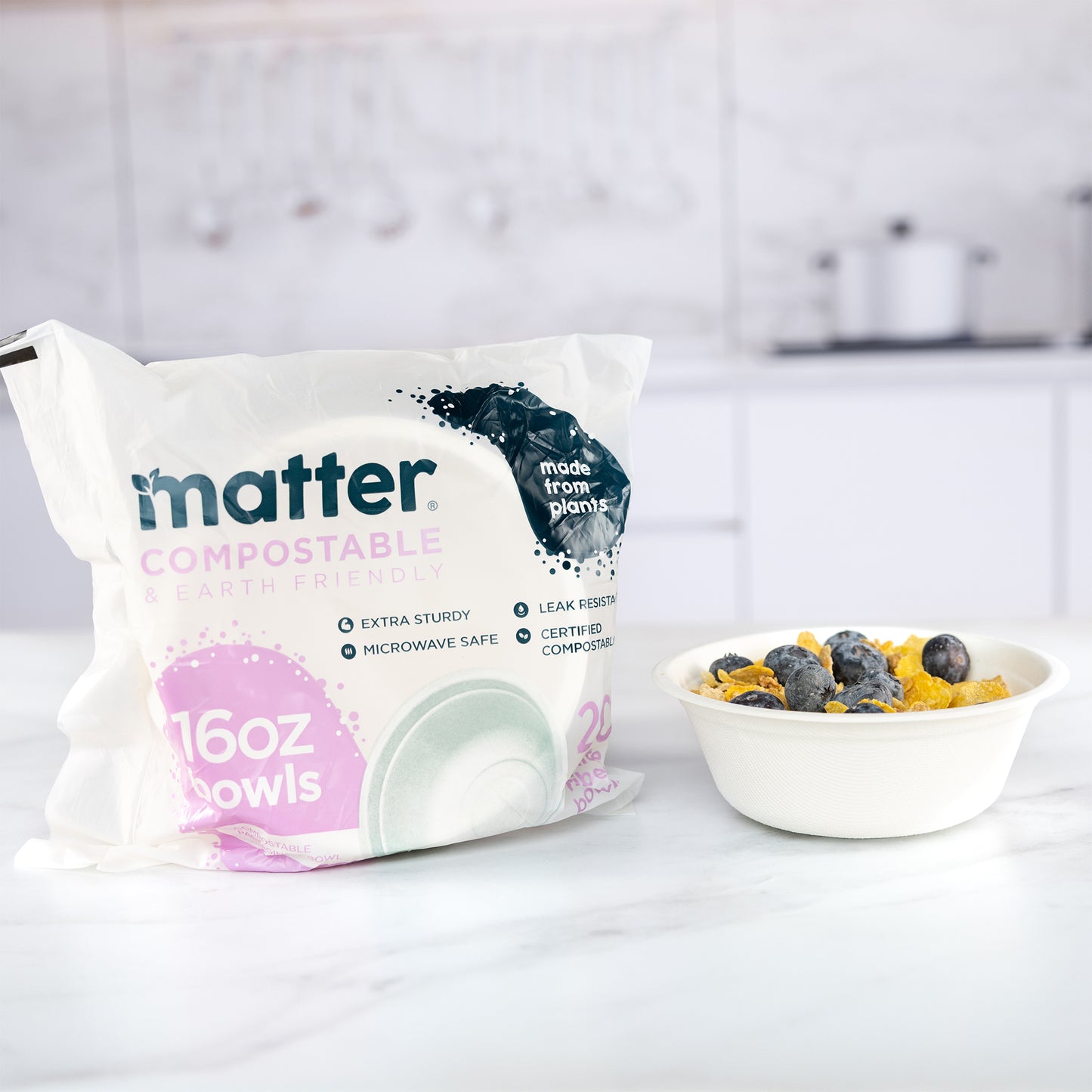 Matter Compostable 16oz White Bowls - 20 Count