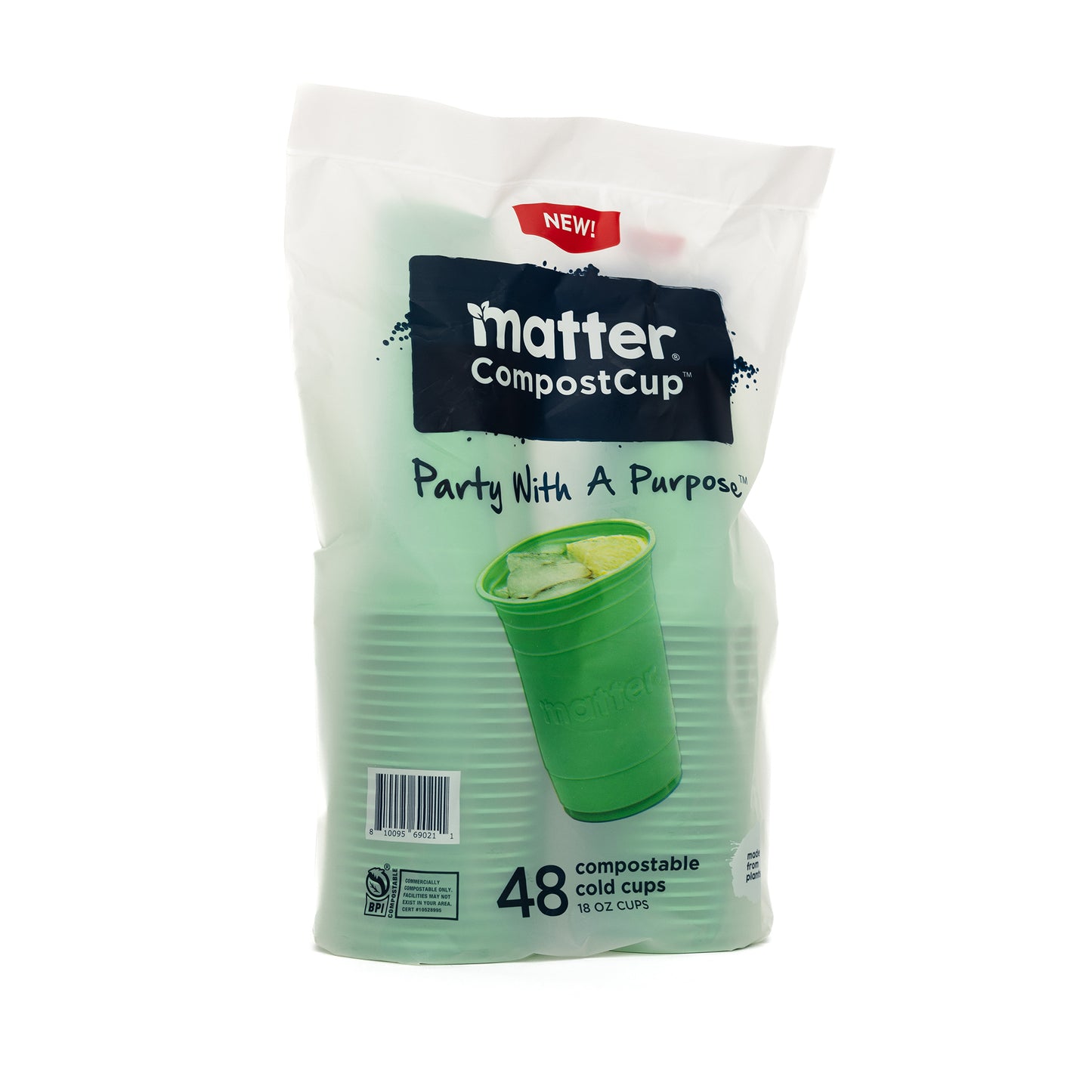 Matter Compostable Party CompostCups Seafoam Green 18oz - 48 Count