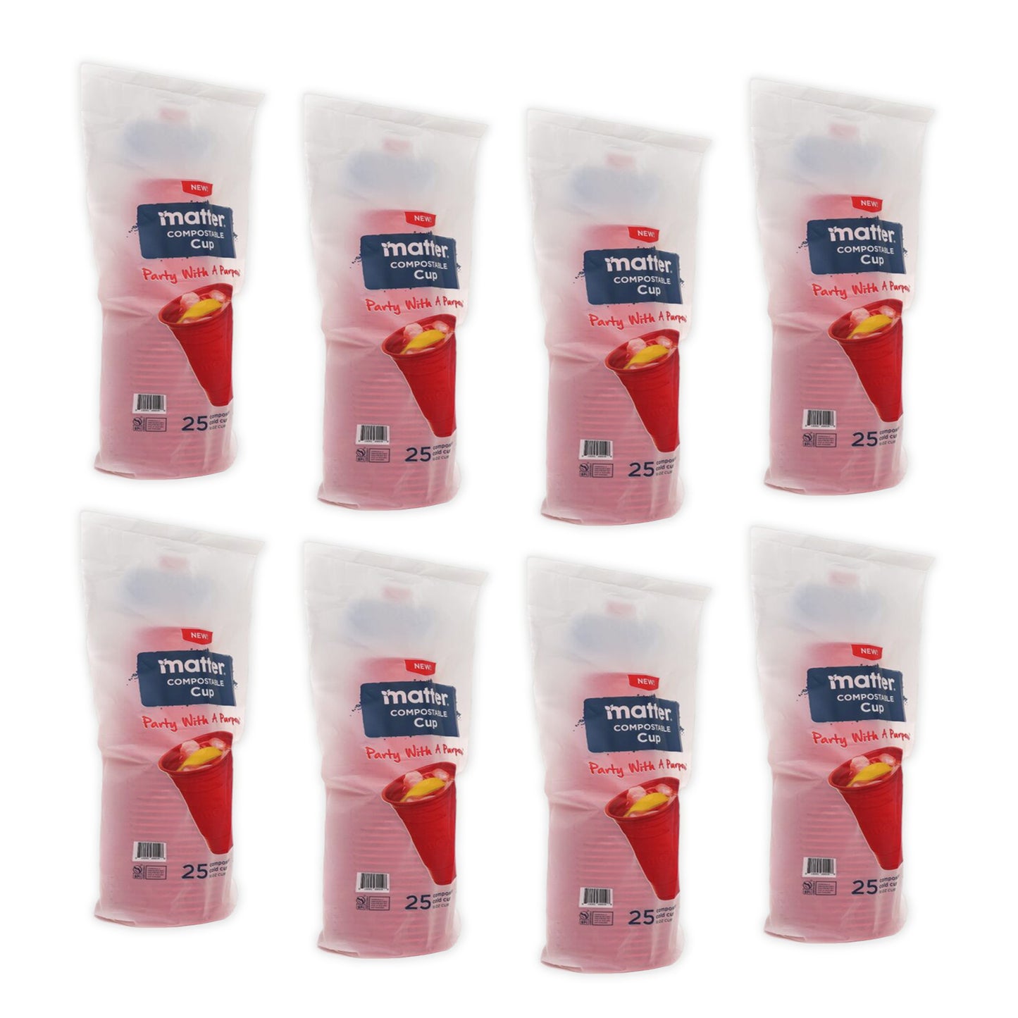 Matter Compostable Party CompostCups Red 18oz - 25 Count - 8 Pack