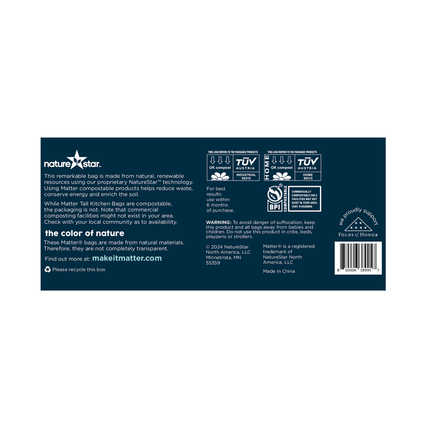 Matter Compostable Food Scrap 3-Gallon Bags - 20 Count - 8 Pack