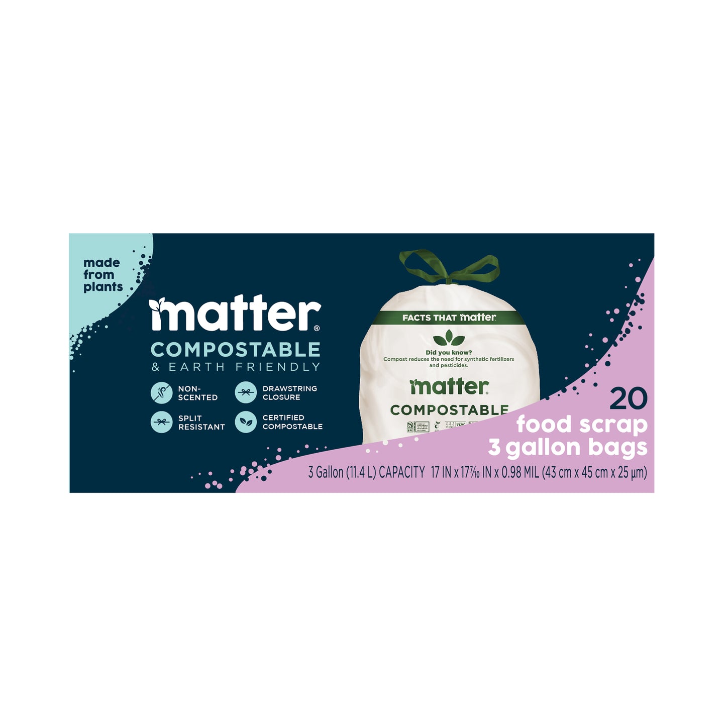 Matter Compostable Food Scrap 3-Gallon Bags - 20 Count - 8 Pack