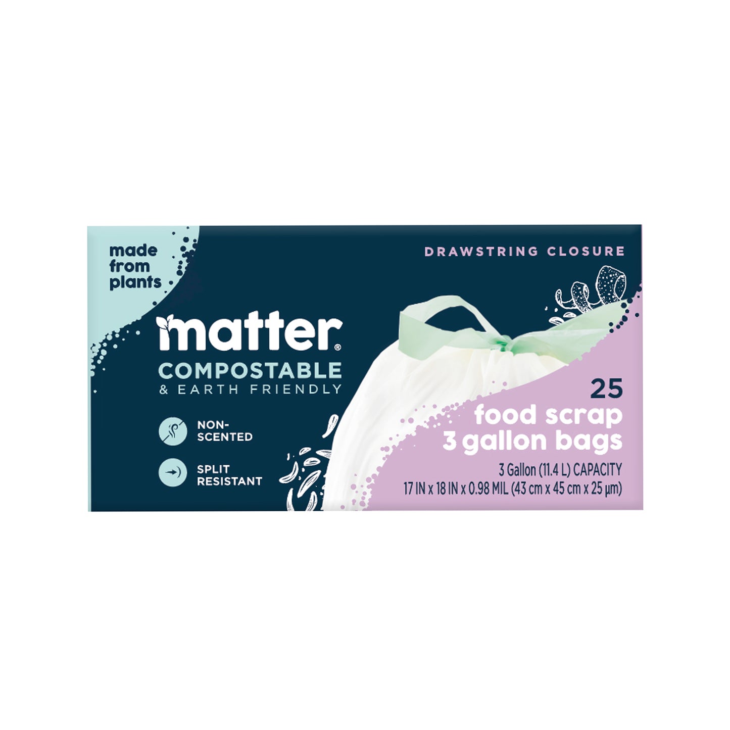 Matter Compostable Food Scrap 3-Gallon Bags - 25 Count