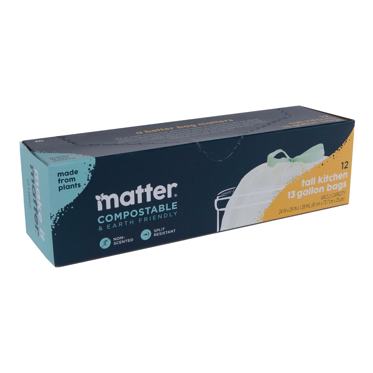 Matter Compostable Universal Tall Kitchen 13-Gallon Bags - 4 Pack