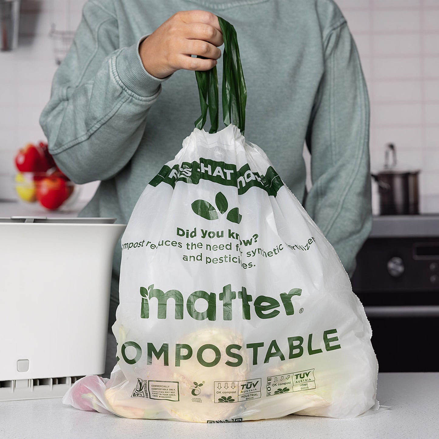 Matter Compostable 3-Gallon Drawstring Food Scrap Bags Combo Pack - 40 Count