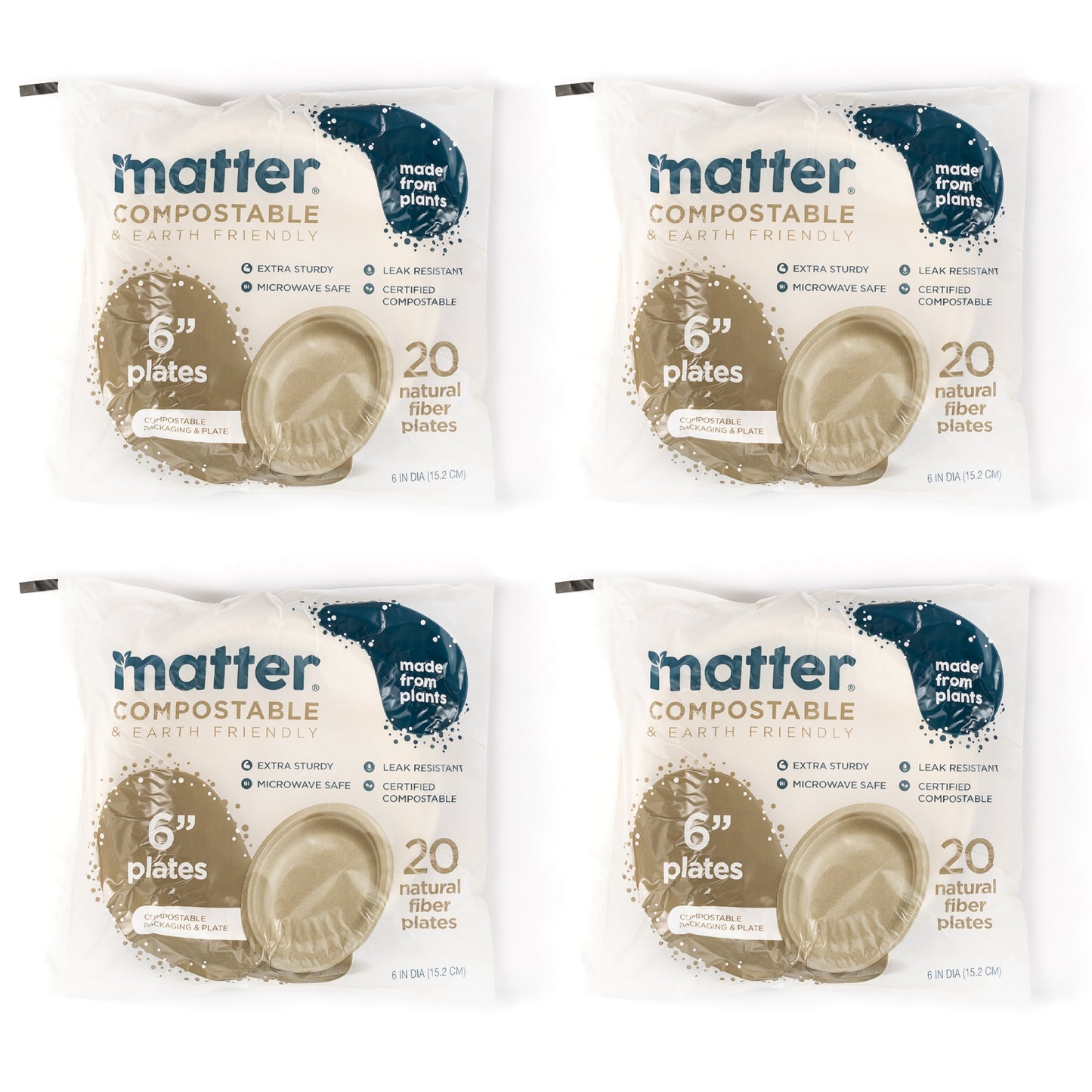 Matter Compostable 6-Inch Plates - 20 Count - 4 Pack