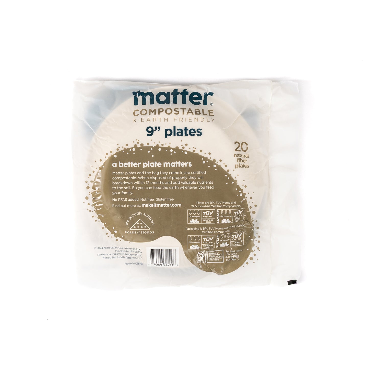 Matter Compostable 9-Inch Plates - 20 Count - 4 Pack