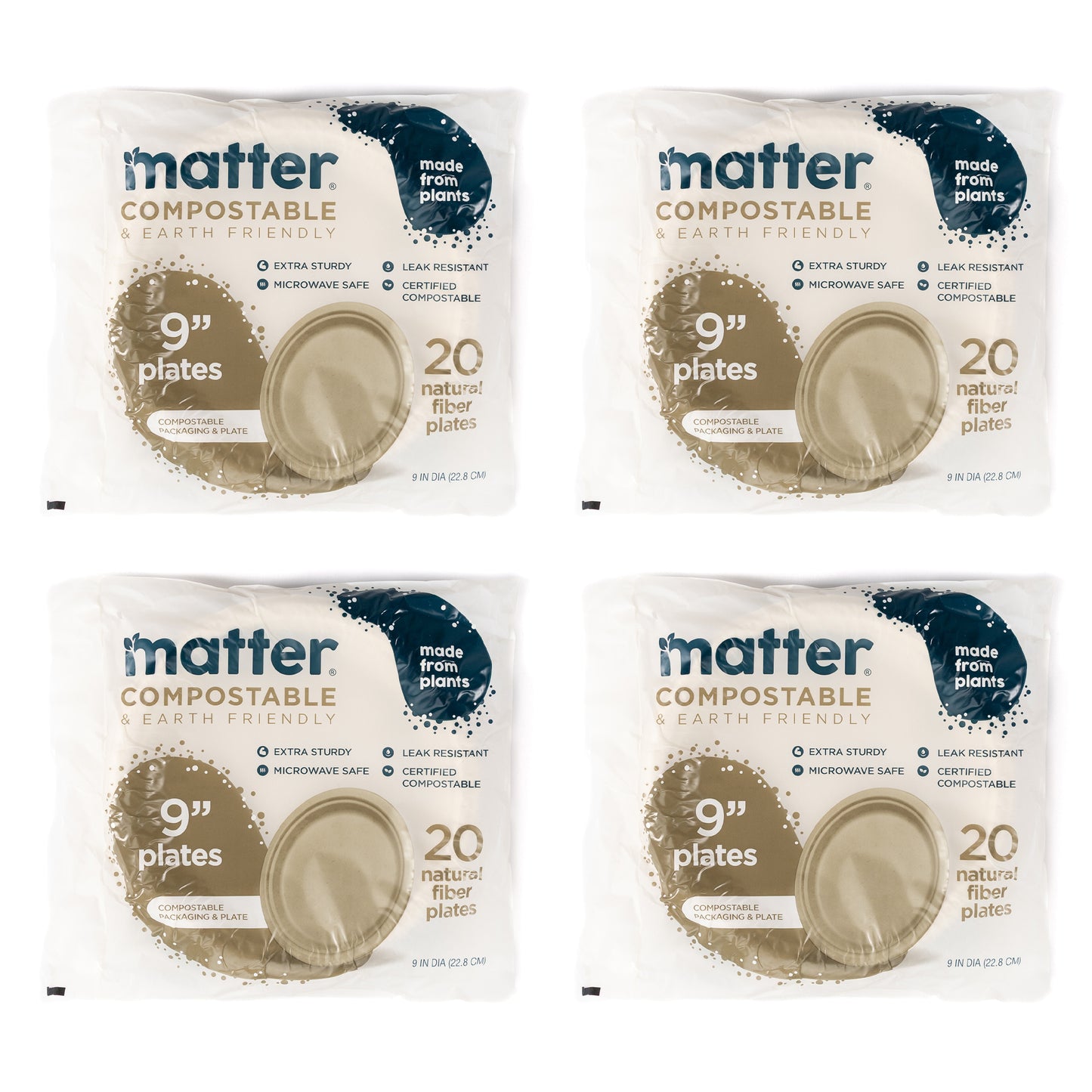 Matter Compostable 9-Inch Plates - 20 Count - 4 Pack