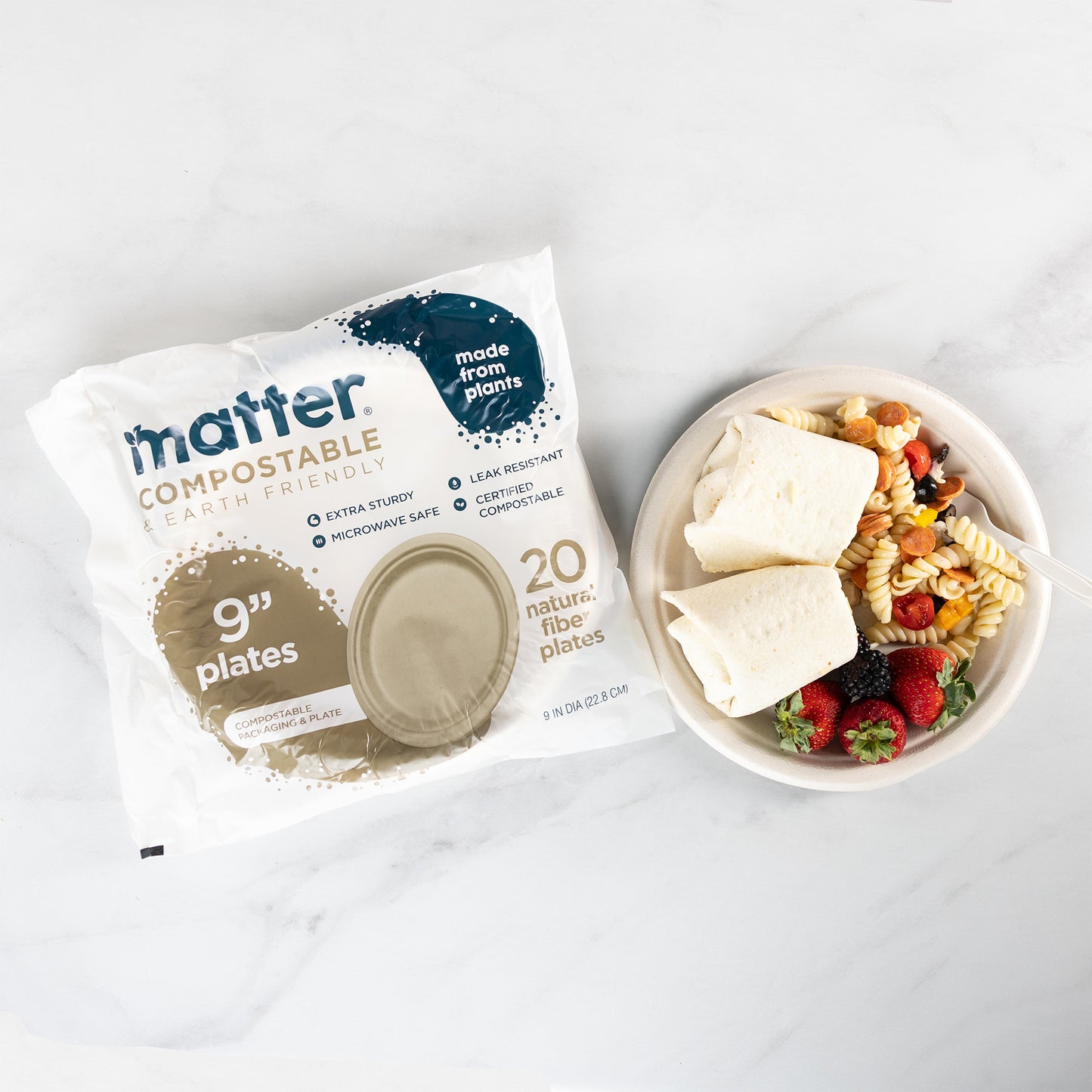 Matter Compostable 9-Inch Plates - 20 Count - 4 Pack