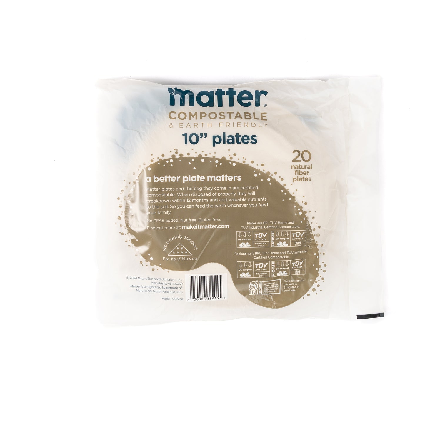 Matter Compostable 10-Inch Plates - 20 Count - 4 Pack