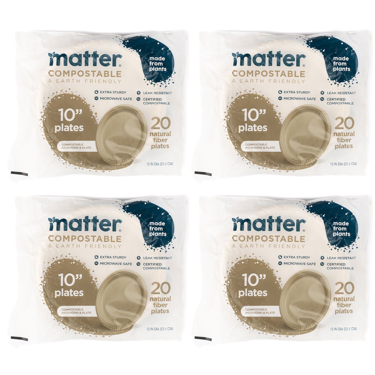 Matter Compostable 10-Inch Plates - 20 Count - 4 Pack