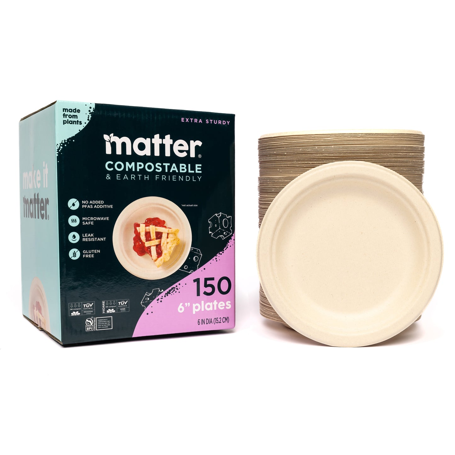 Matter Compostable 6-Inch Plates - 150 Count