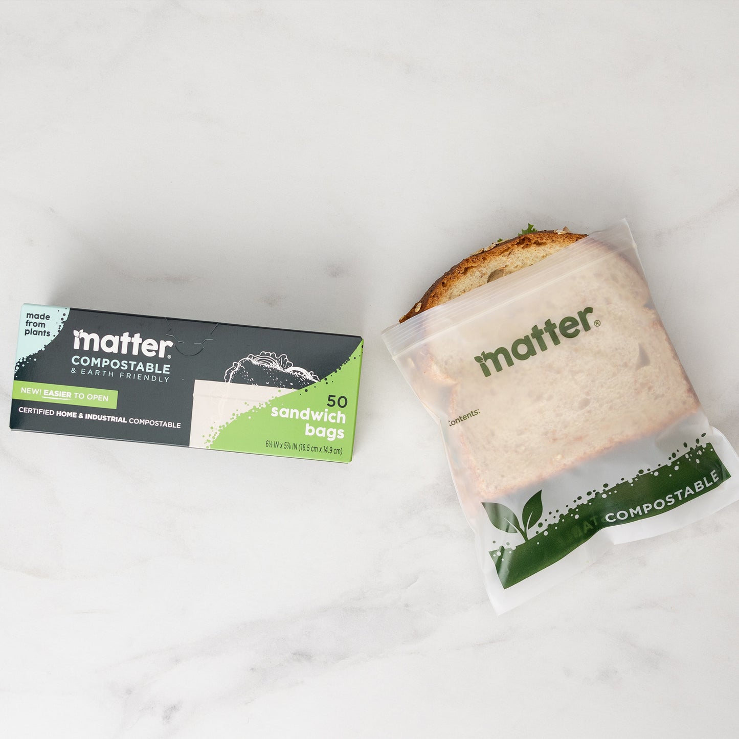 Matter Compostable Sandwich Bags - 50 Count