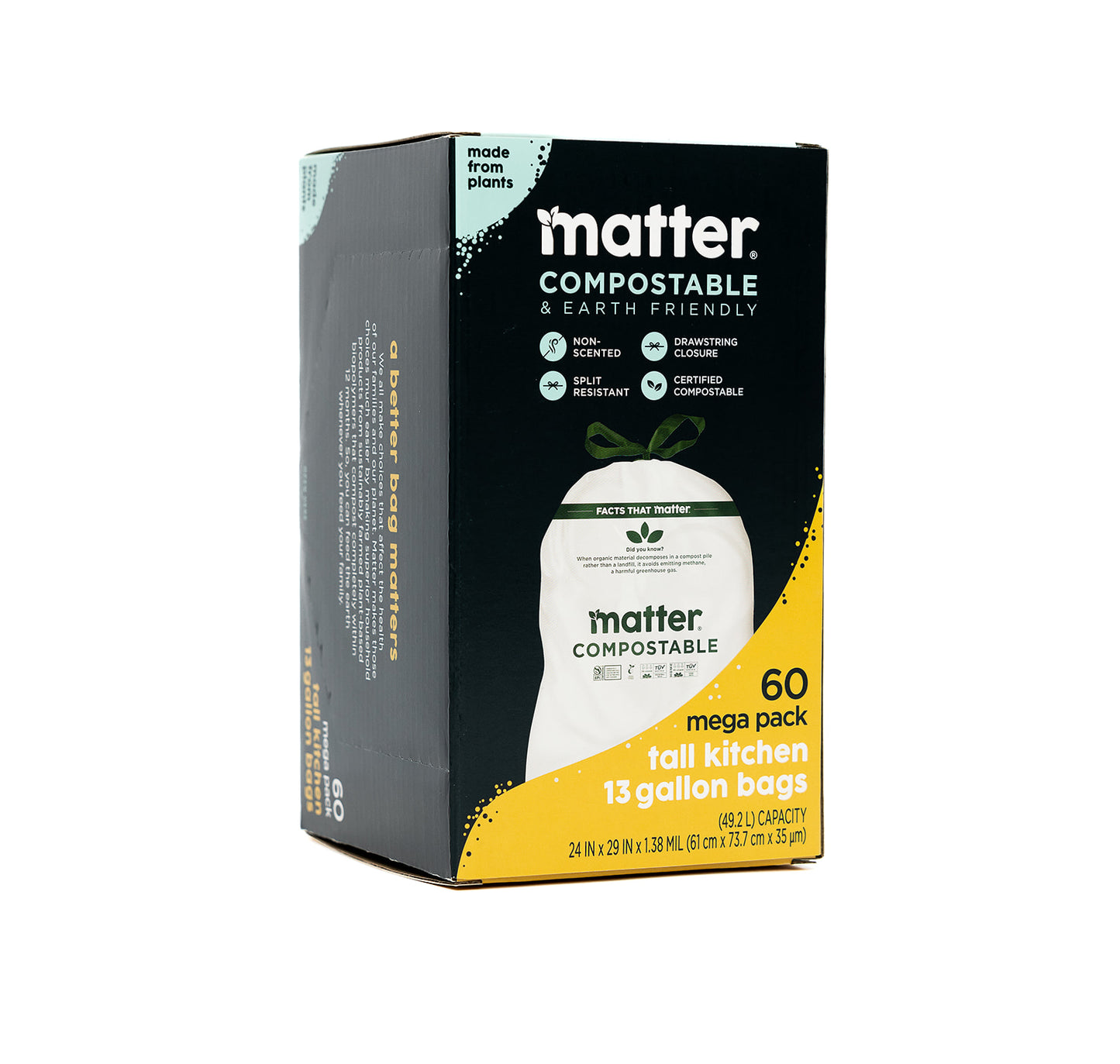 Matter Compostable Tall Kitchen 13-Gallon Waste Bags - 60 Count