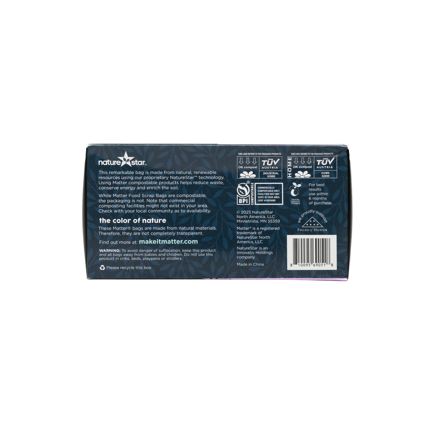 Matter Compostable Pink Floral Food Scrap 3-Gallon Bags - 20 Count - 8 Pack