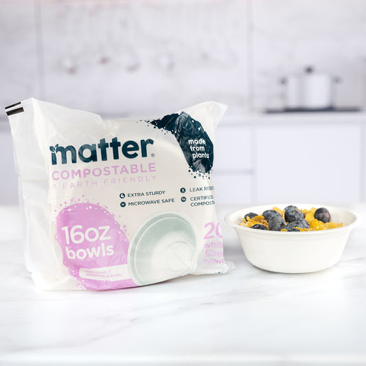 Matter Compostable 16oz White Bowls - 20 Count