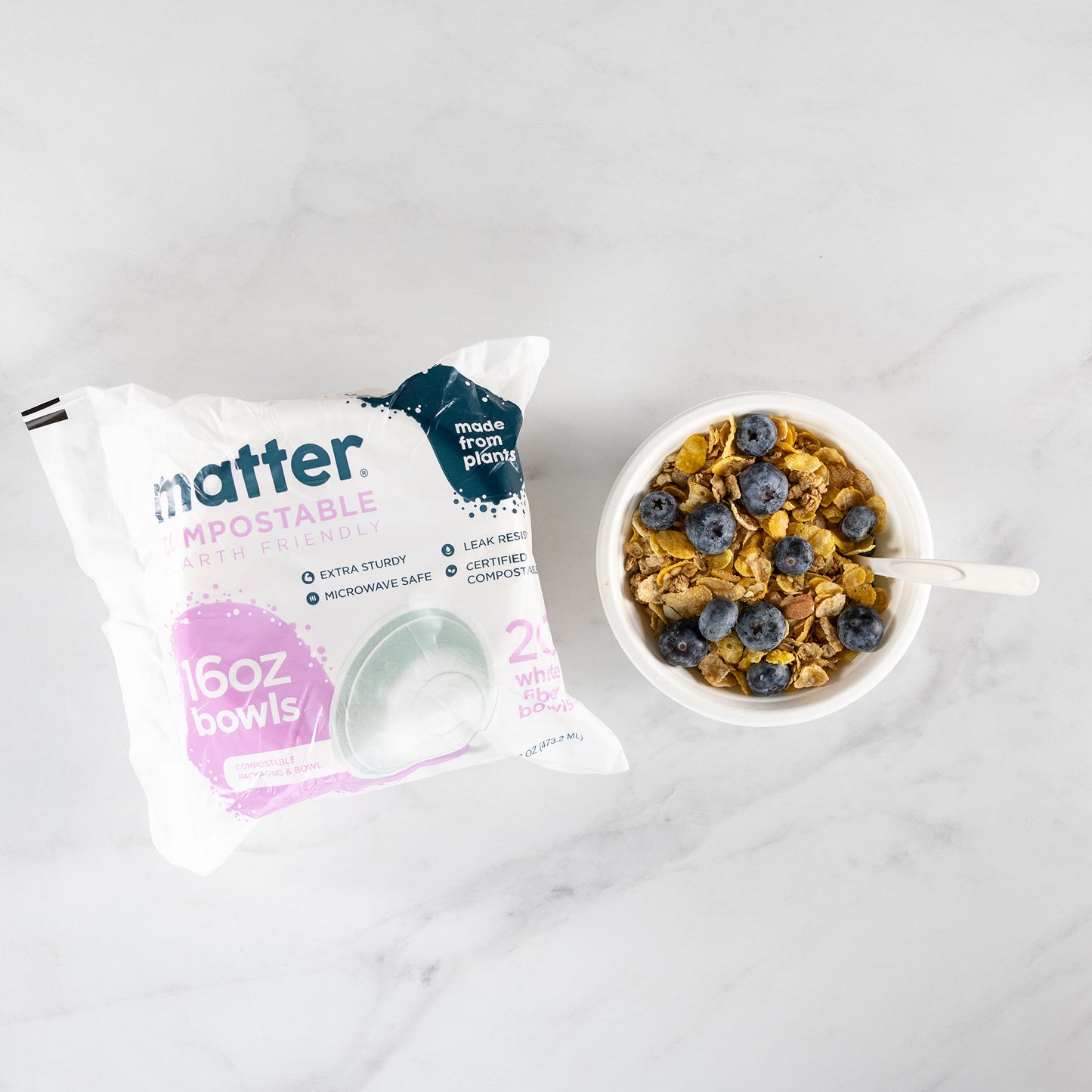 Matter Compostable 16oz White Bowls - 20 Count