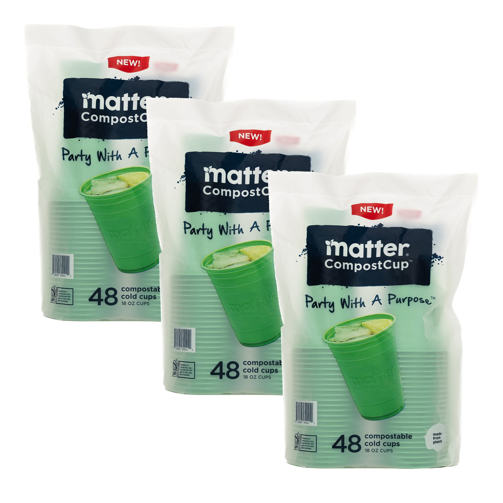 Matter Compostable Party CompostCups Seafoam Green 18oz - 48 Count - 3 ...