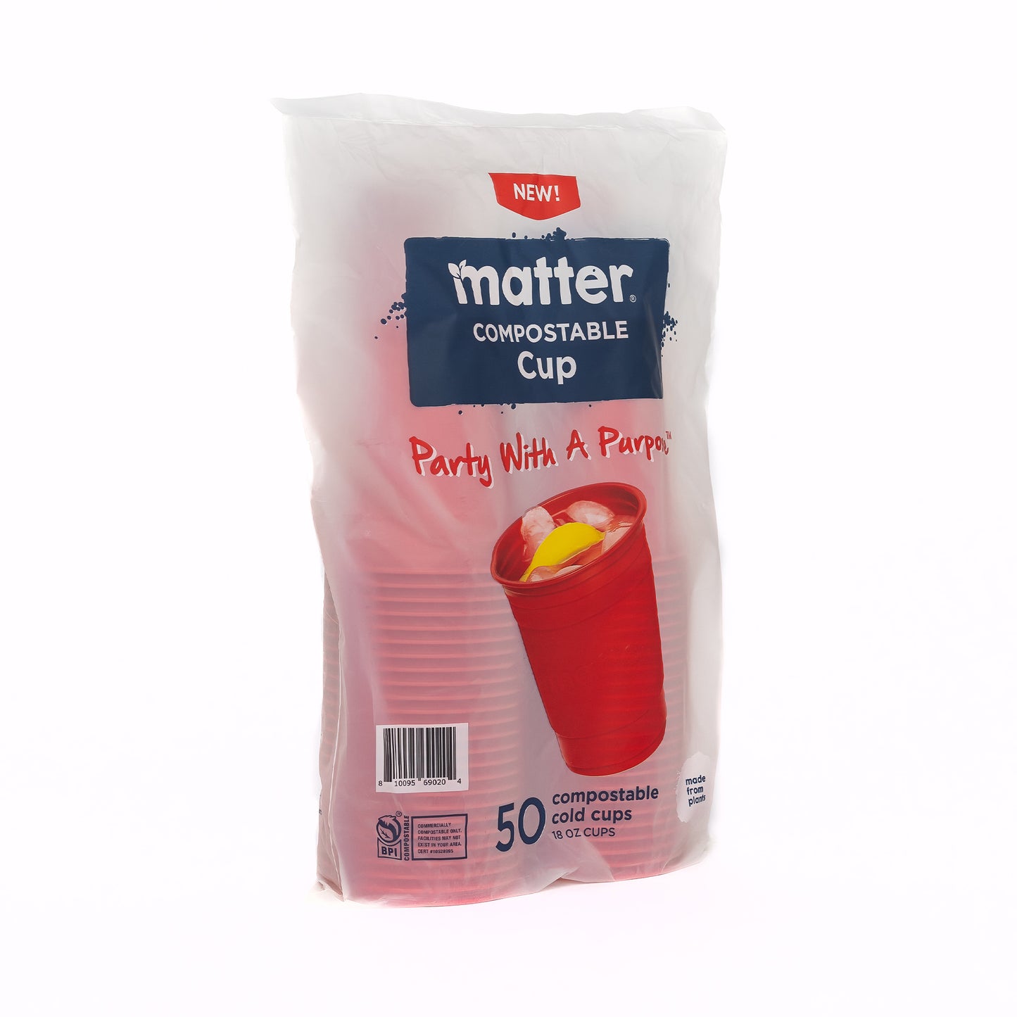 Matter Compostable Party CompostCups Red 18oz - 50 Count