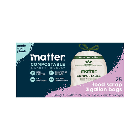 Matter Compostable Food Scrap 3-Gallon Bags - 25 Count