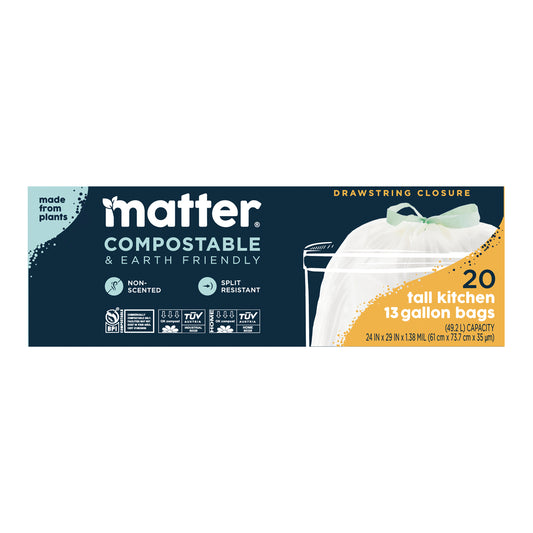 Matter Compostable Universal Tall Kitchen 13-Gallon Bags - 20 Count