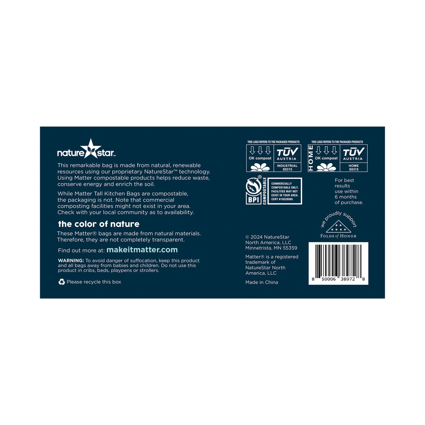 Matter Compostable Tall Kitchen 13-Gallon Bags - 40 Count