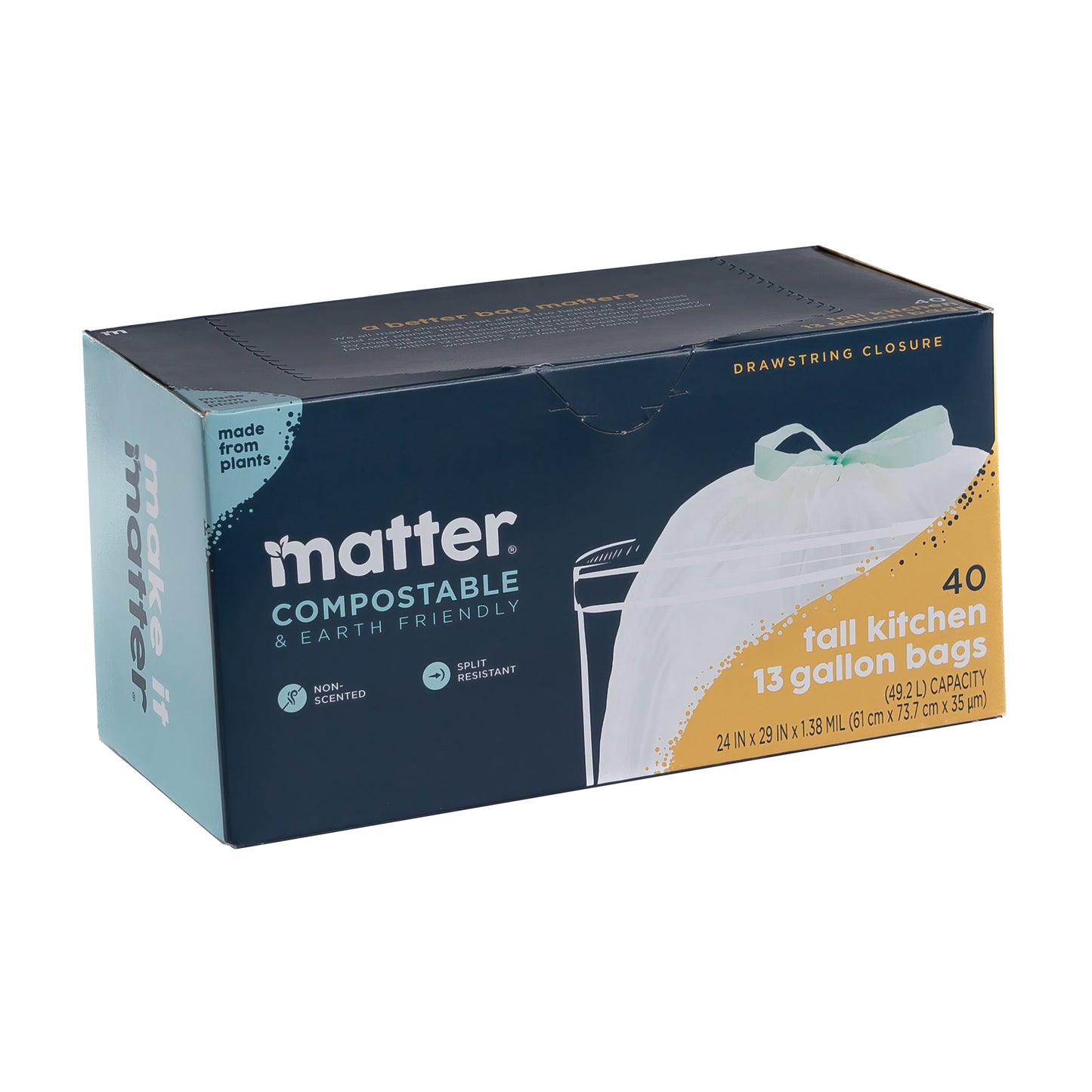 Matter Compostable Universal Tall Kitchen 13-Gallon Bags - 40 Count