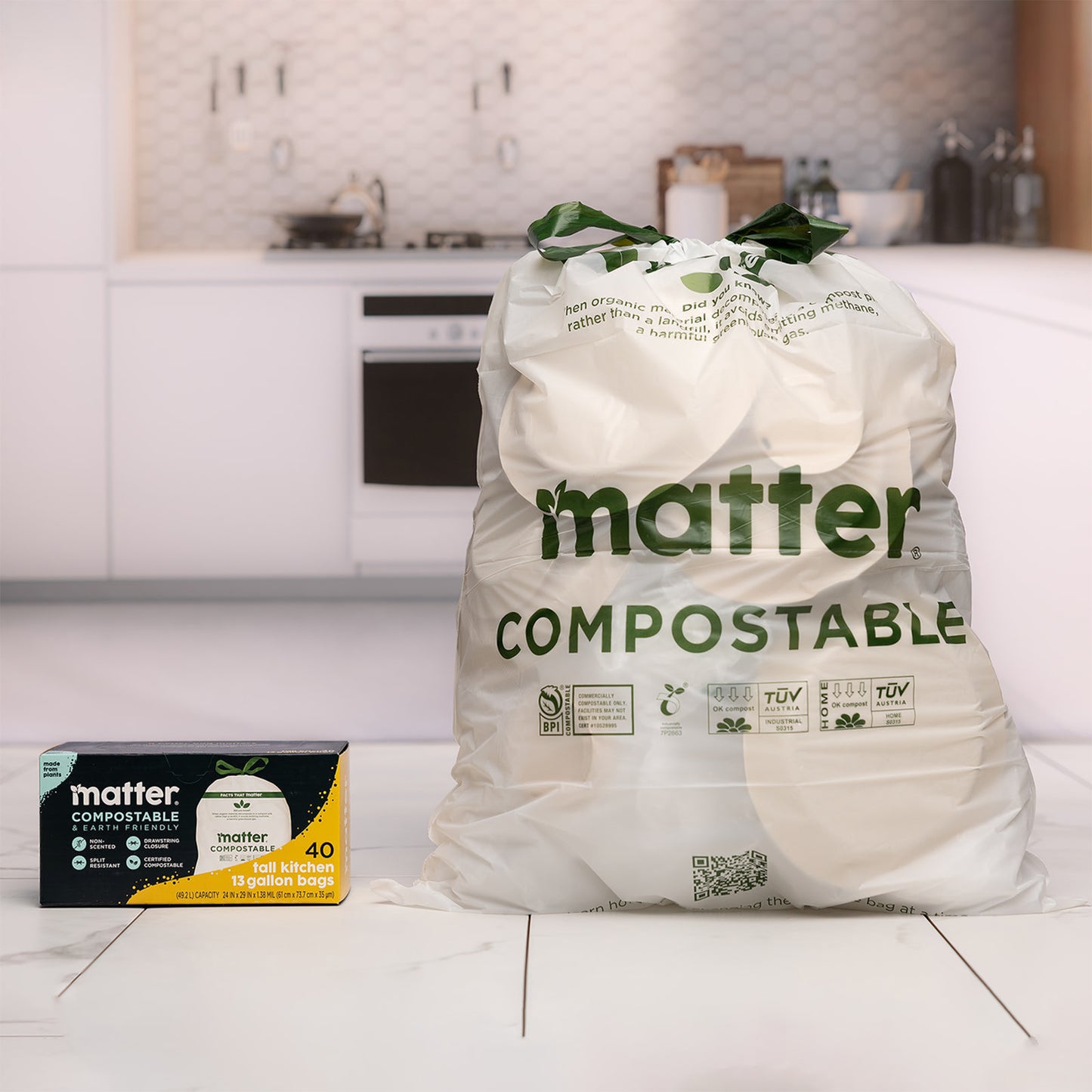 Matter Compostable Tall Kitchen 13-Gallon Bags - 40 Count