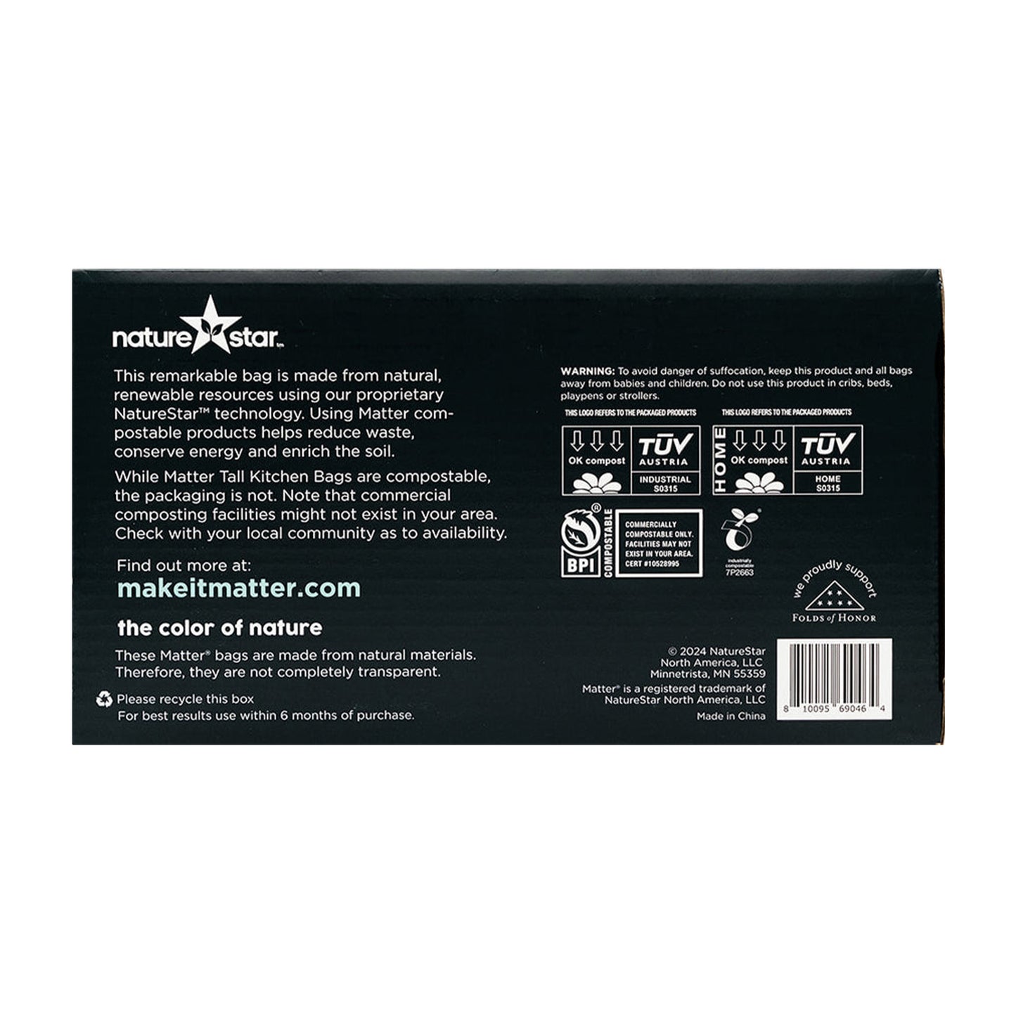 Matter Compostable Tall Kitchen 13-Gallon Waste Bags - 60 Count