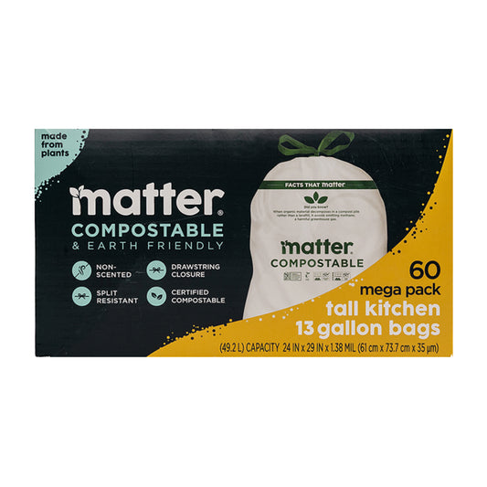 Matter Compostable Tall Kitchen 13-Gallon Waste Bags - 60 Count