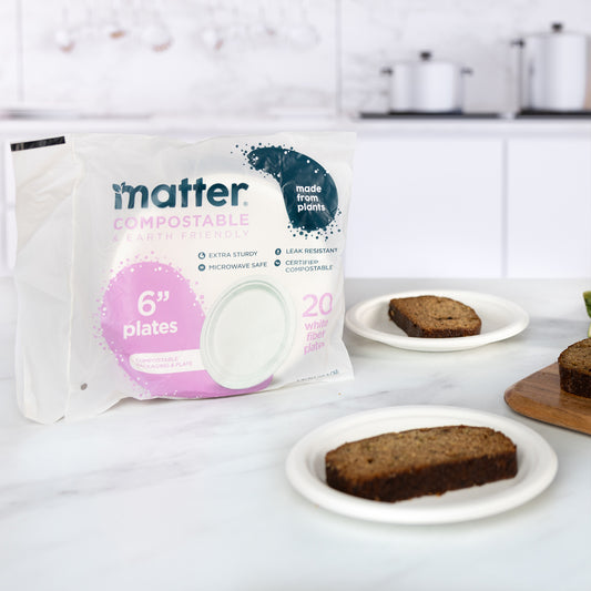 Matter Compostable 6-Inch White Plates - 20 Count