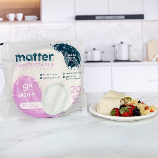 Matter Compostable 9-Inch White Plates - 20 Count