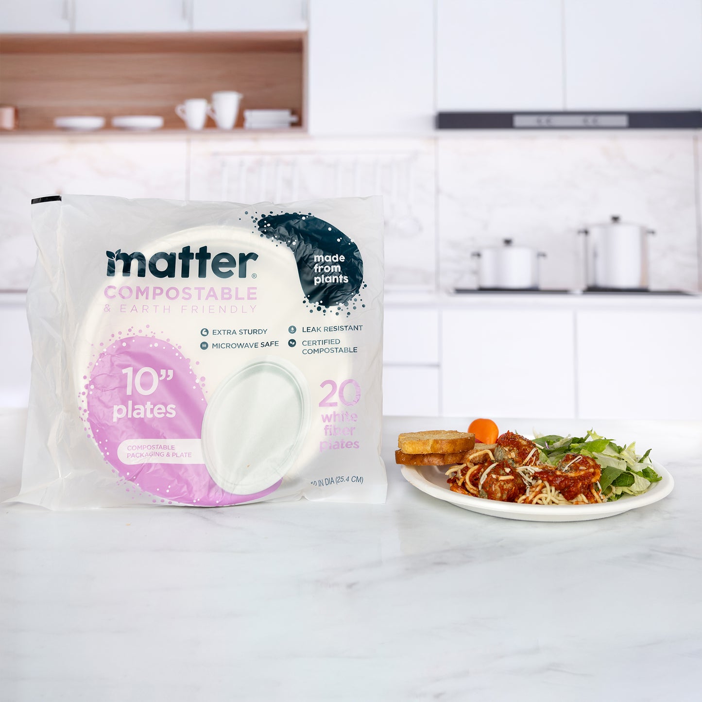 Matter Compostable 10-Inch White Plates - 20 Count