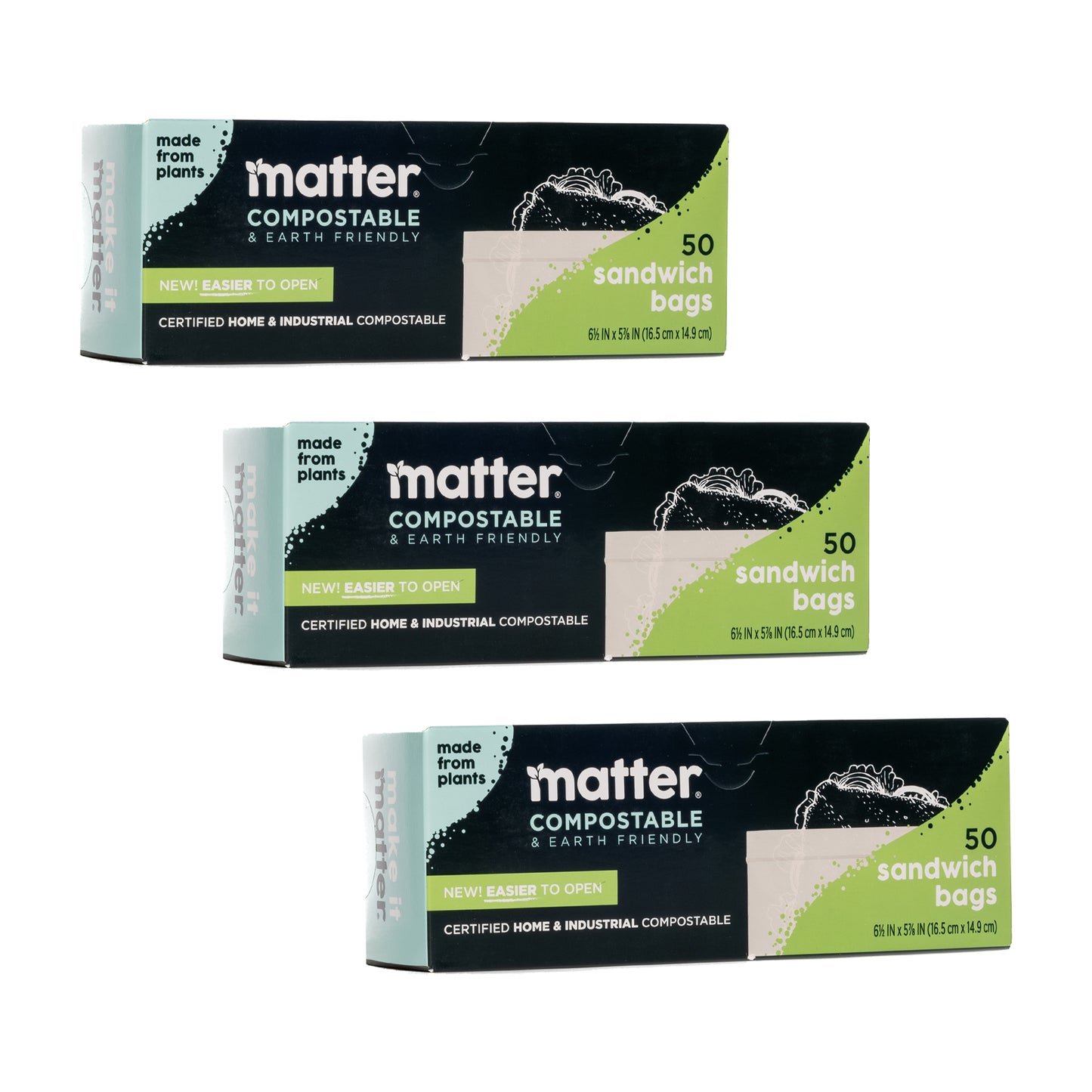 Matter Compostable Sandwich Bags - 3 Pack