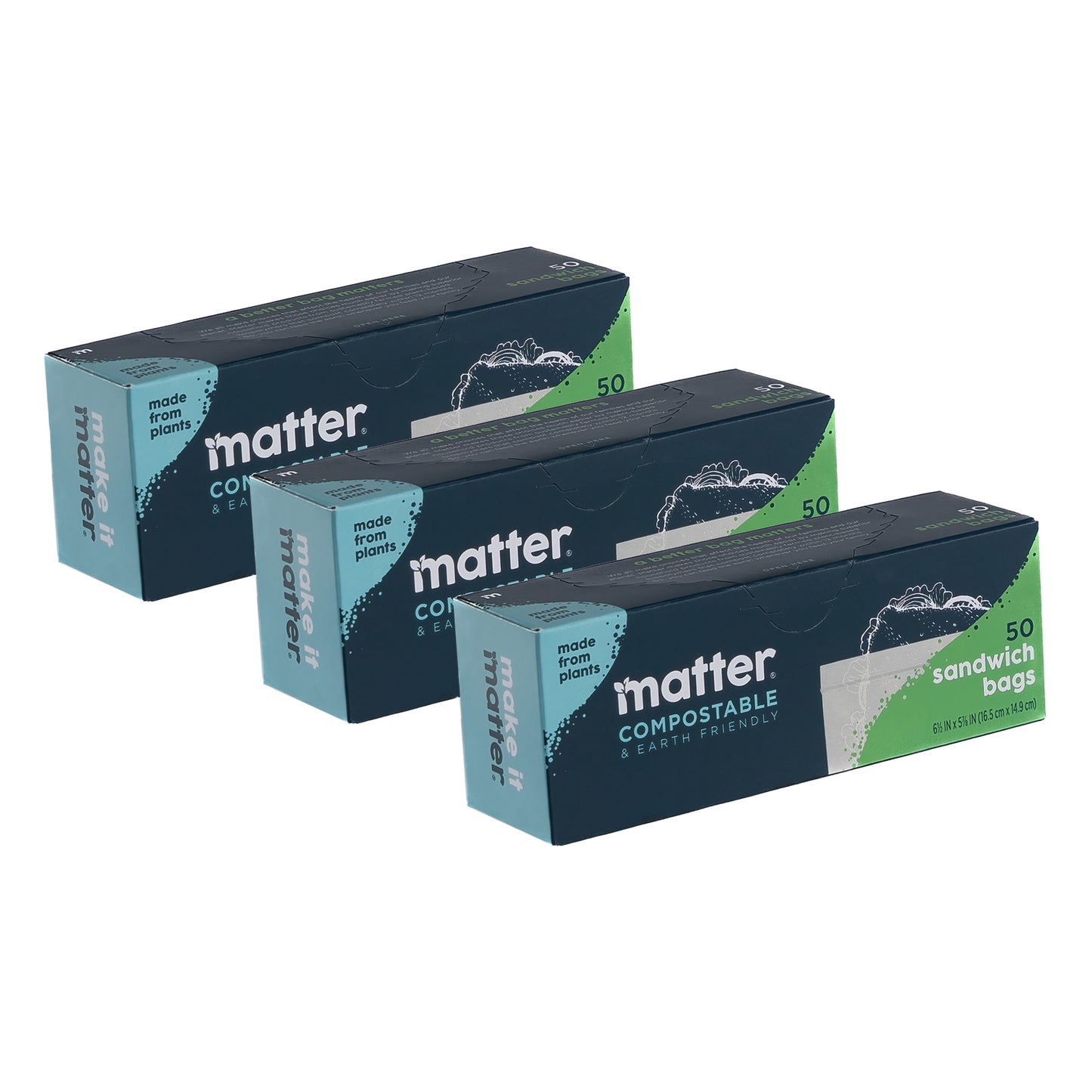 Matter Compostable Sandwich Bags - 3 Pack