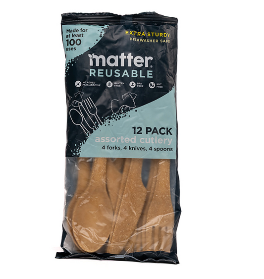 Matter Reusable Cutlery - Assorted Pack 4-Forks/4-Spoons/4-Knives - 12 Count
