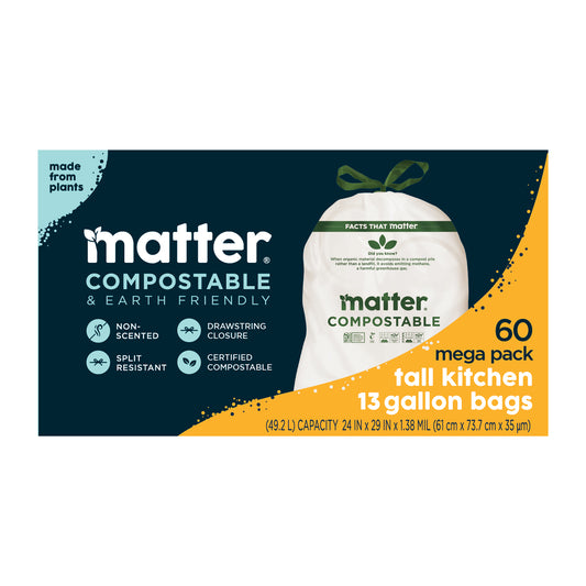 Matter Compostable Tall Kitchen 13-Gallon Bags - 60 Count