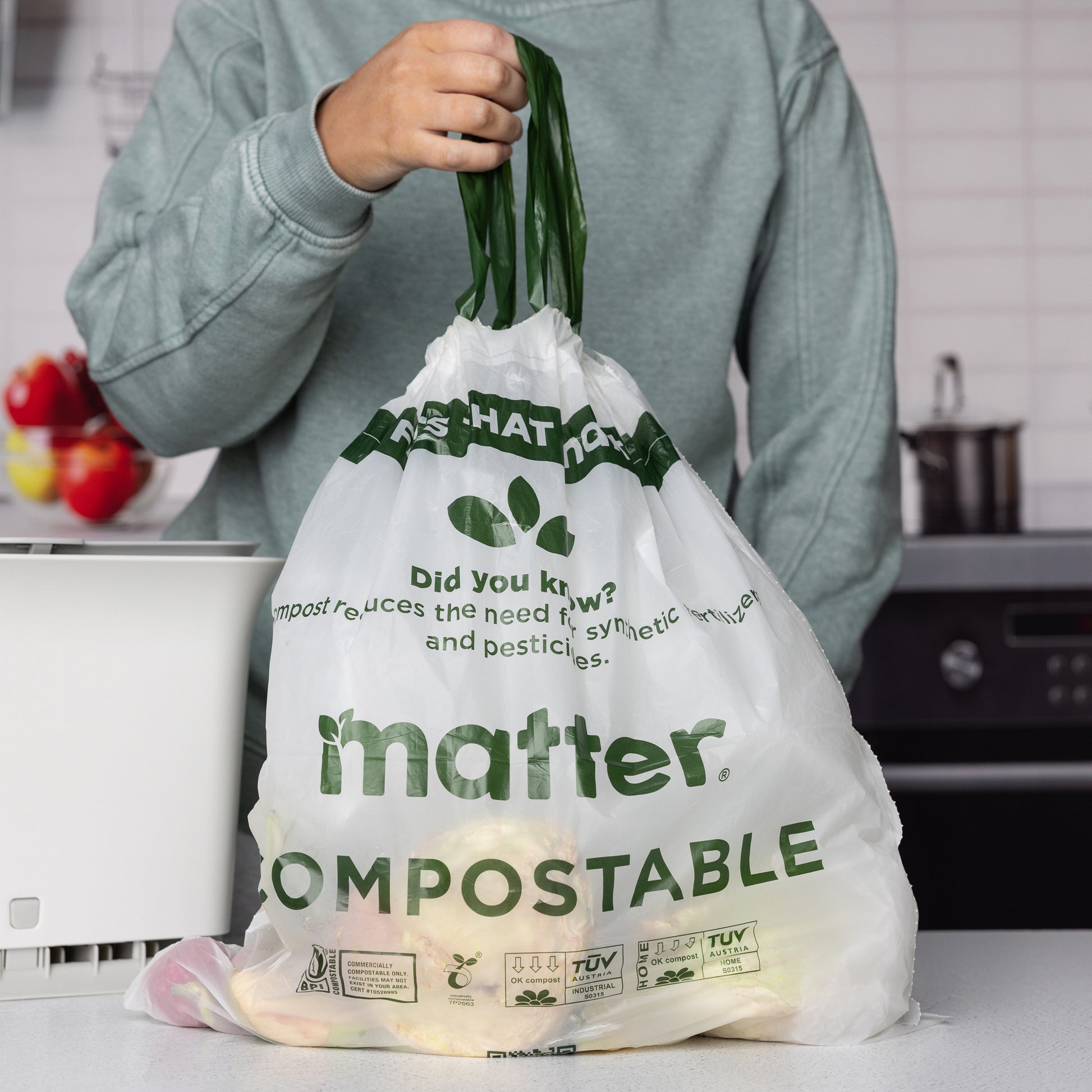 plant based plastic bags Matter Compostable 3-Gallon & 13-Gallon Waste Bags Variety Pack